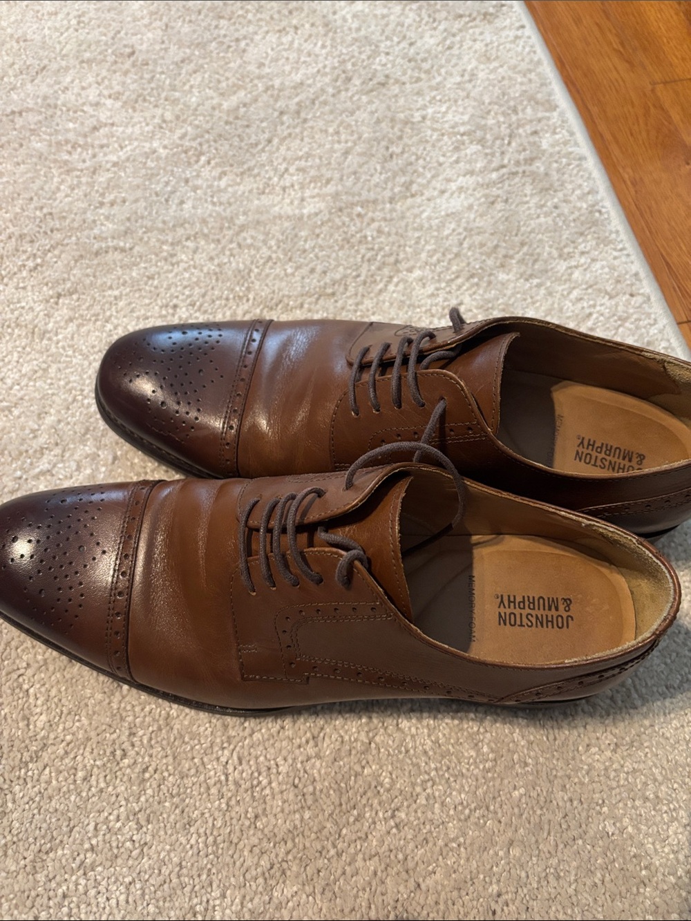 Johnston & Murphy Two-Tone Brown Leather Cap-Toe Derbys